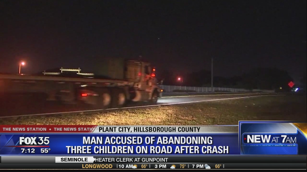 Man accused of abandoning three children on road after crash