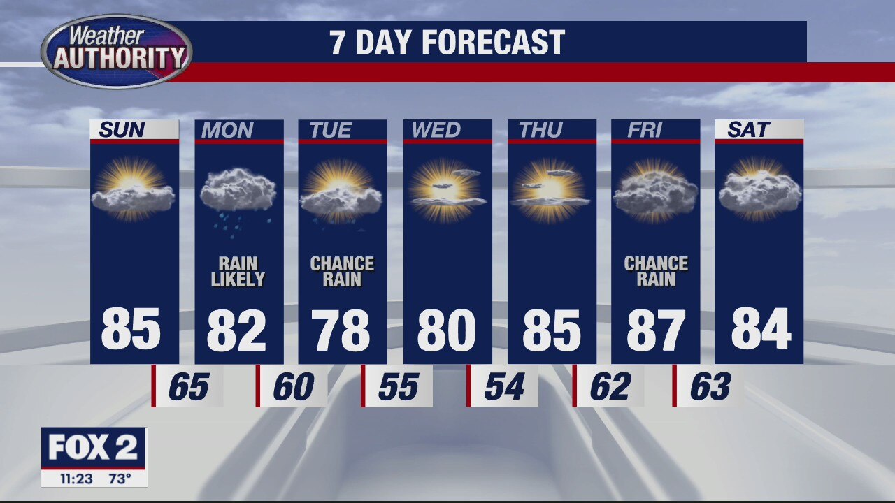 Less Humid Sunday