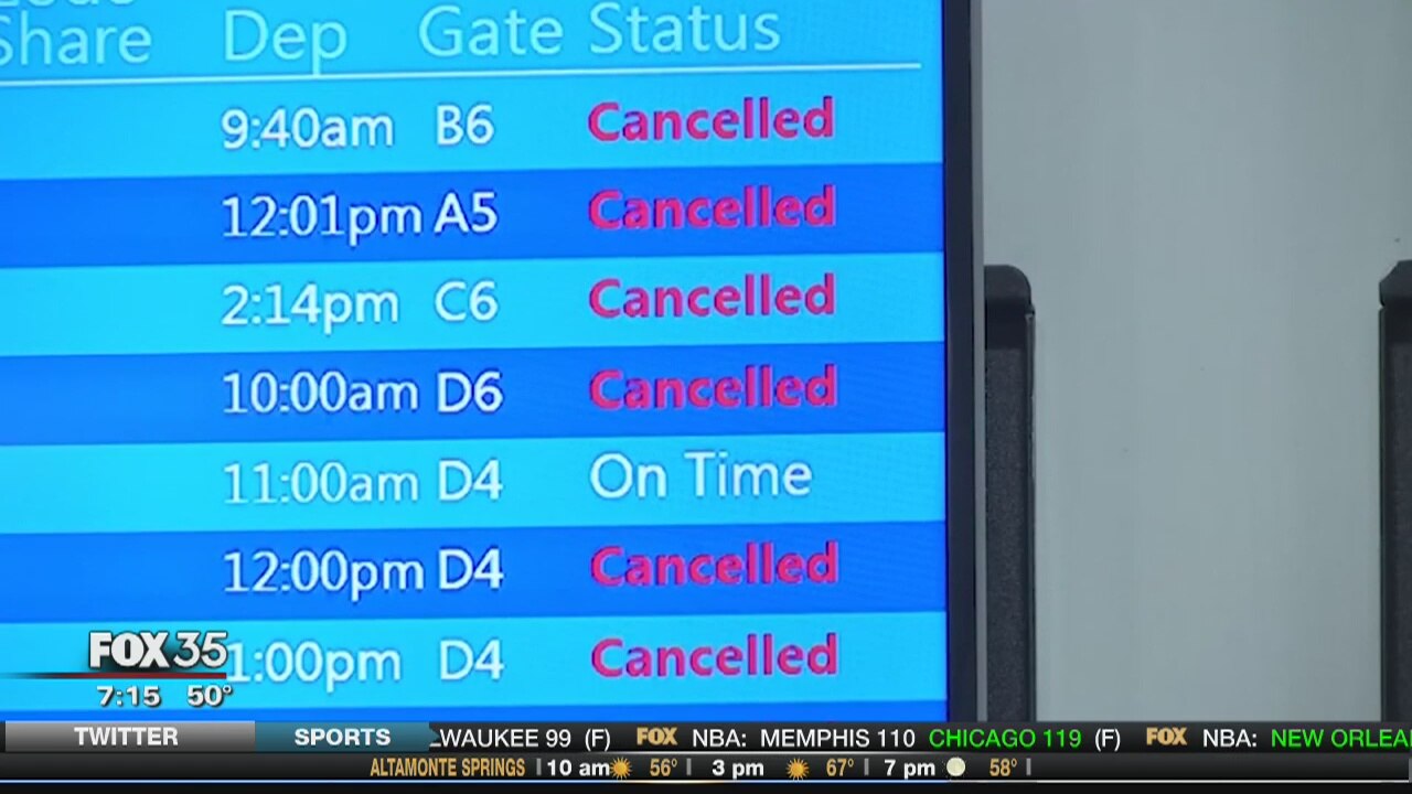 Storm causing delays at the airport