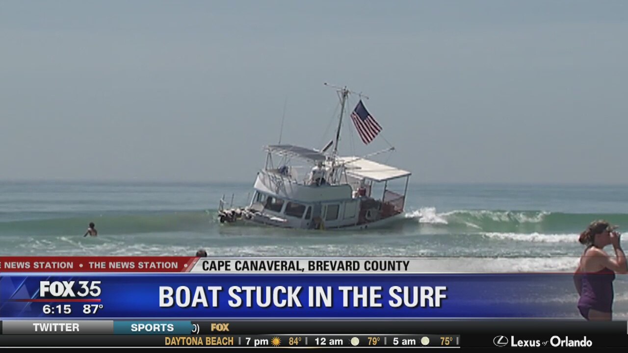 Boat grounded near Jetty Park in Brevard County