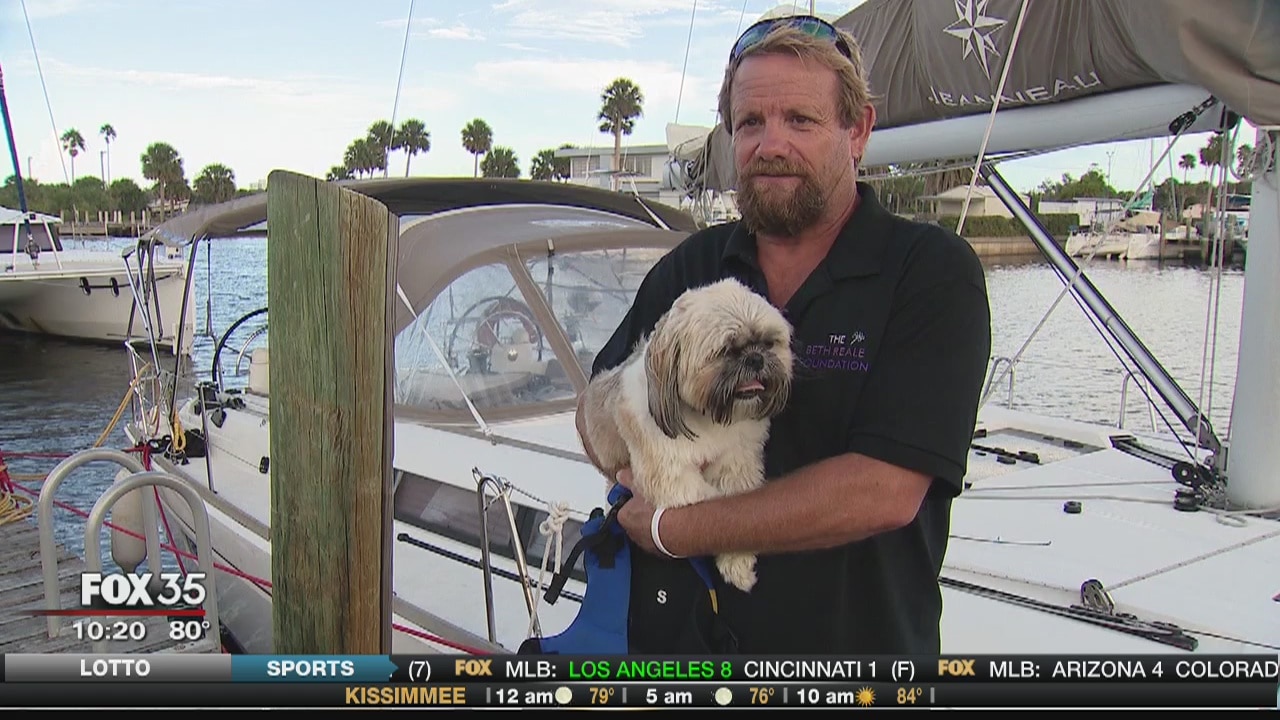 Dog wearing life vest rescued