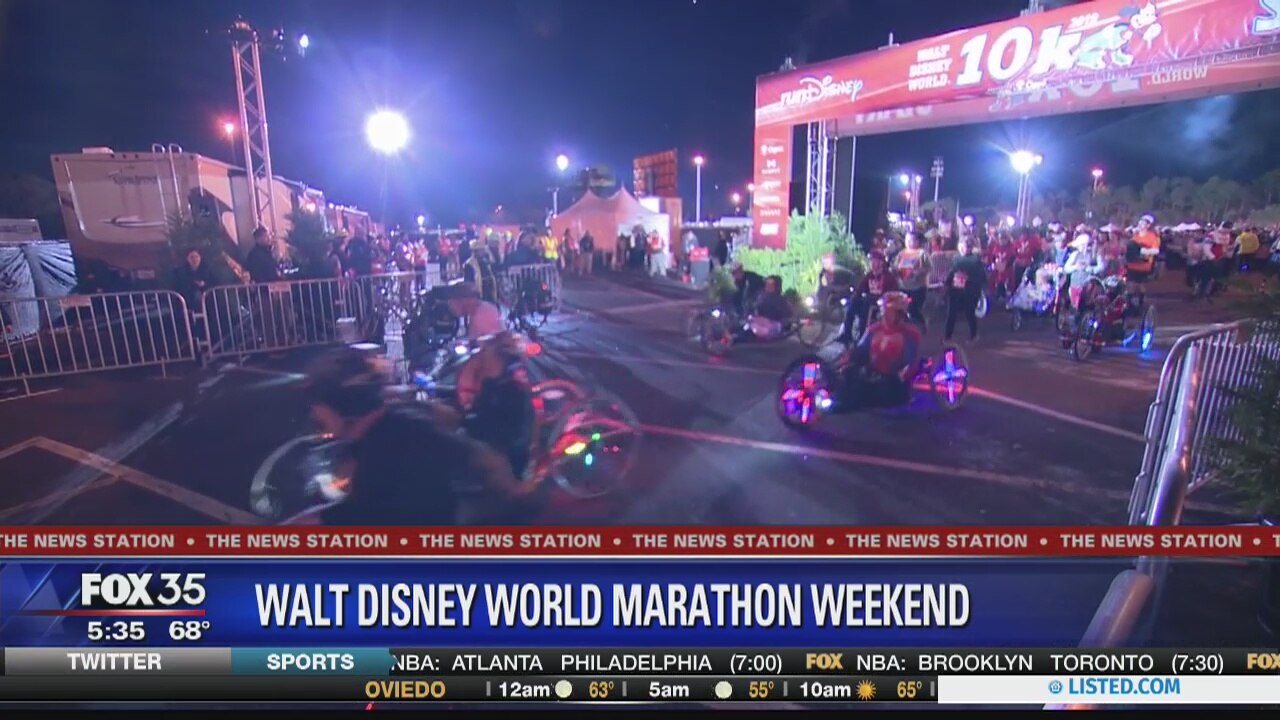 Runners getting ready for Disney Marathon Weekend
