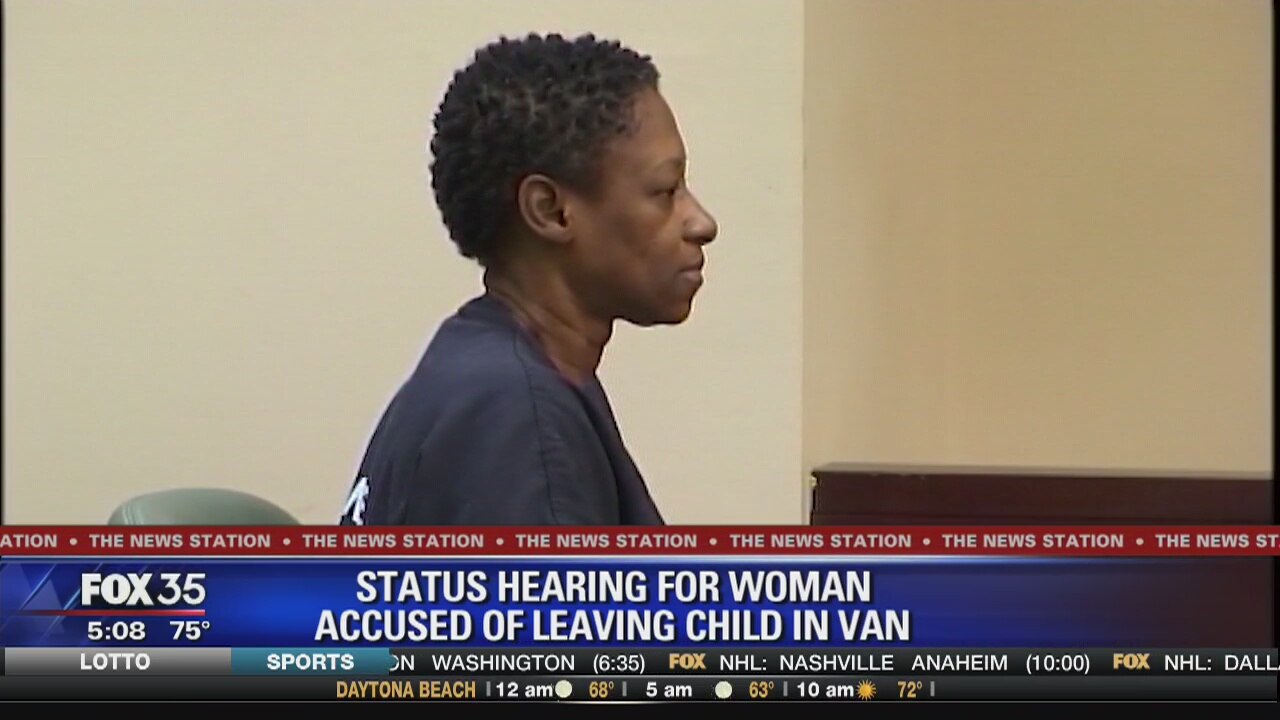 Status hearing for woman accused of leaving child in van