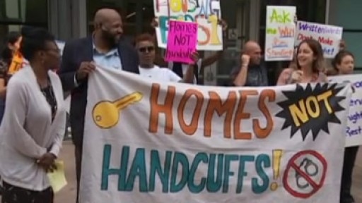 Advocates call for the city to end ordinances targeting homeless