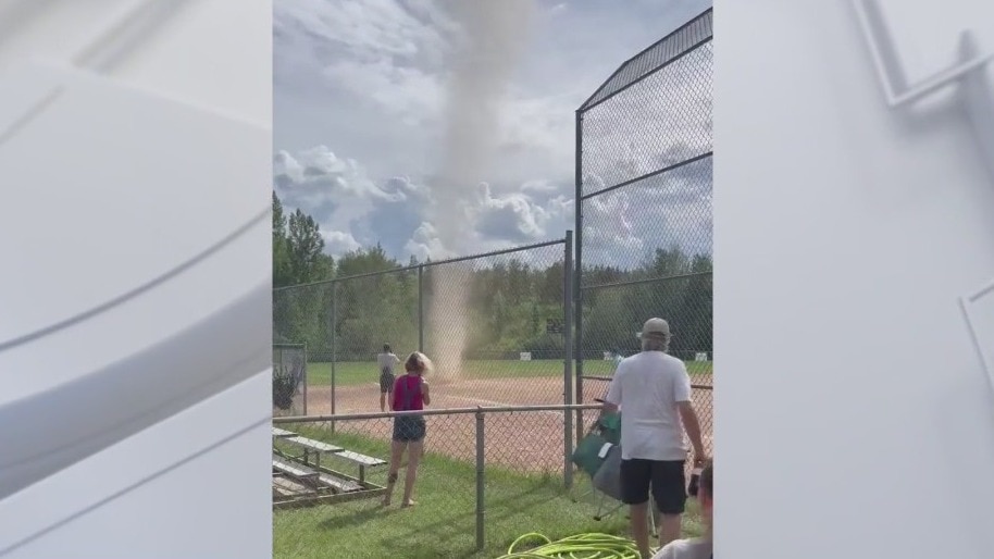 Dust devil forms during youth baseball game in Minnesota