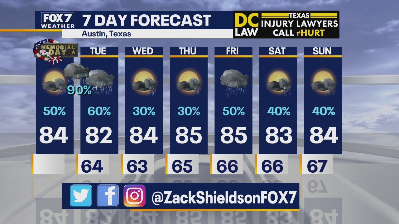 Noon Memorial Day forecast for May 25, 2020