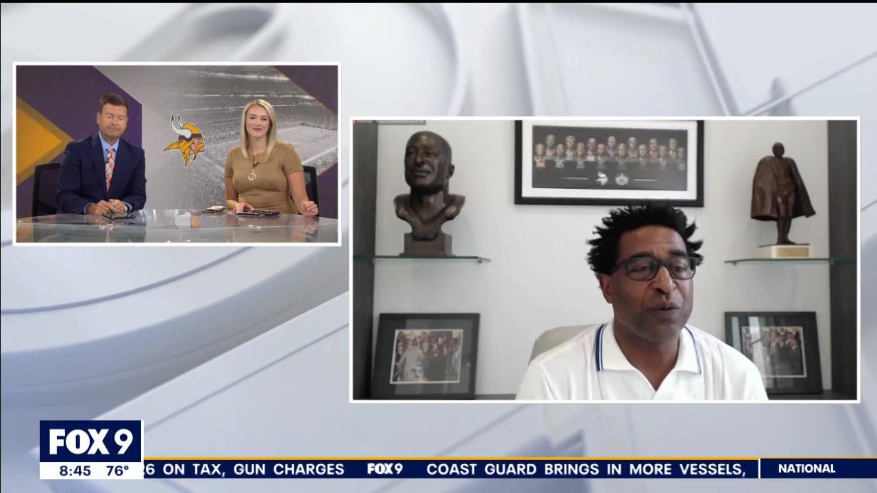 Cris Carter talks Down for the Challenge rappelling event