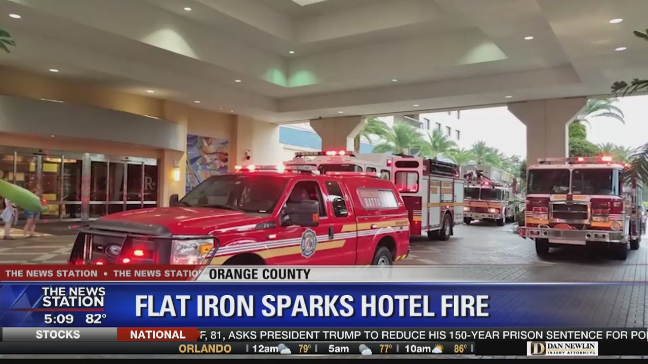 Firefighters say flat iron sparks fire at Orlando hotel