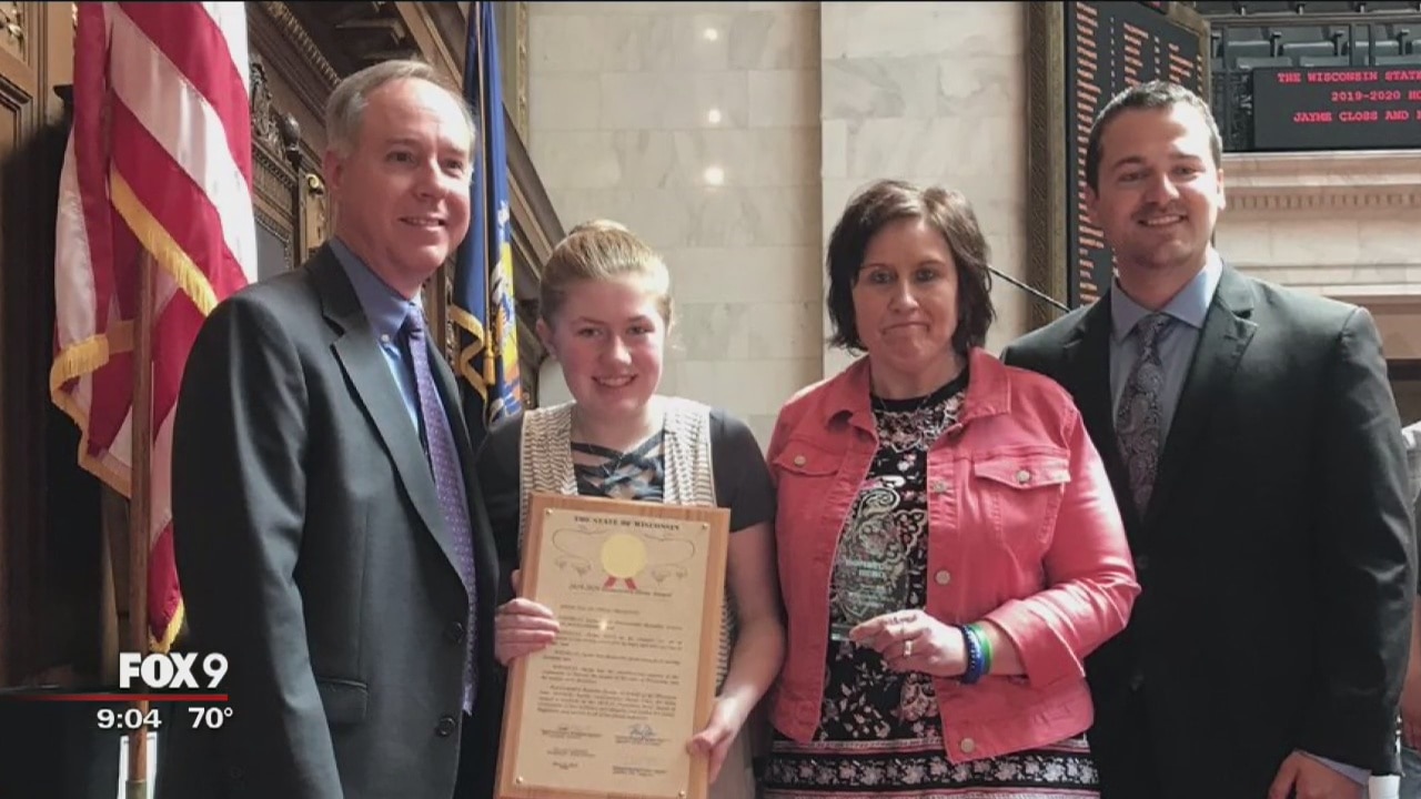Jayme Closs honored with Hometown Hero Award by Wisconsin State Assembly