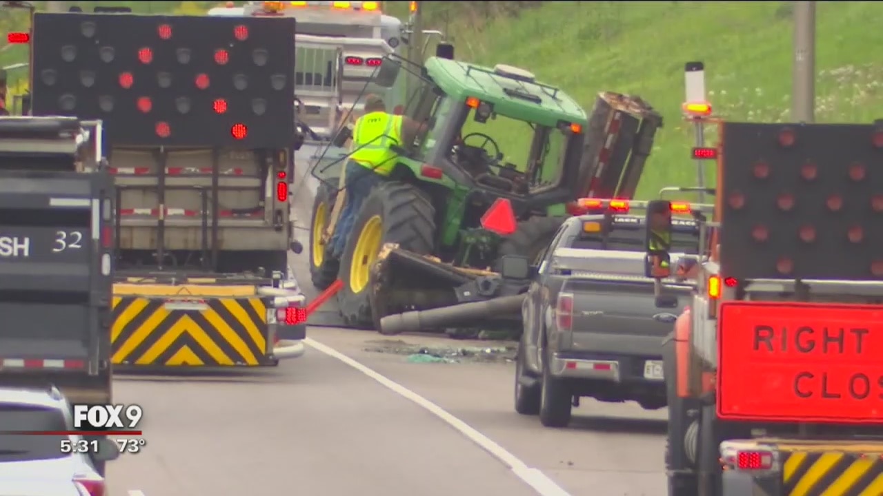 2 injured after SUV strikes MnDOT tractor off I-94 in Minneapolis