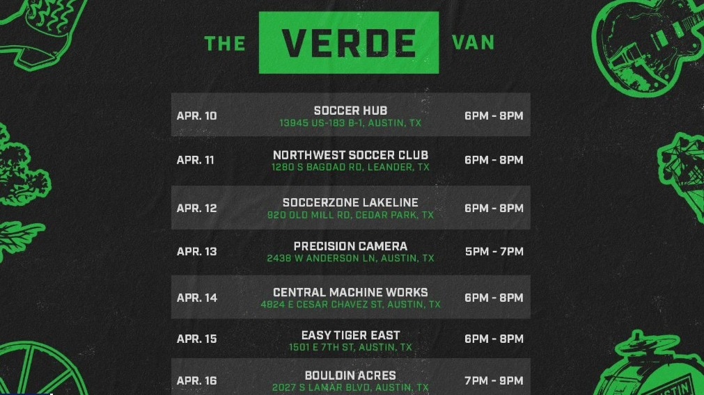 The Verde Van, a mobile retail shop, brings Austin FC to the people