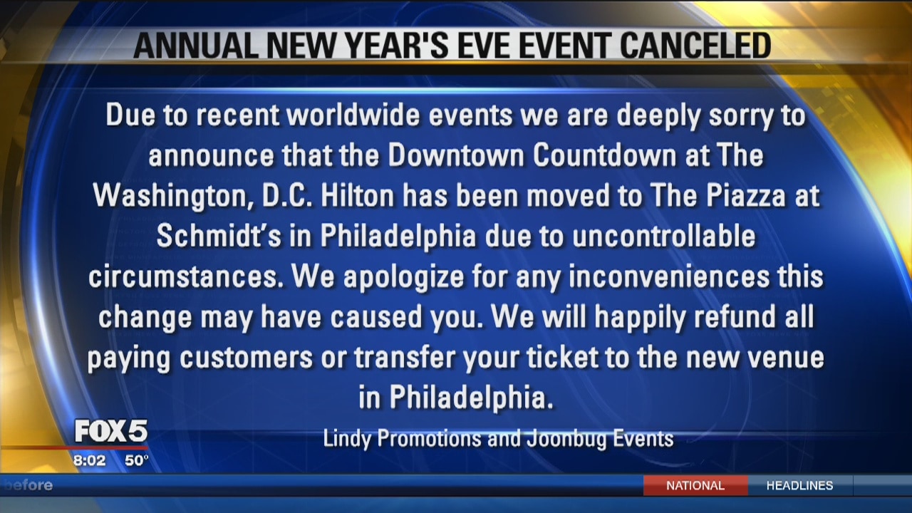 Promoters cite recent worldwide events in decision to move DC New Year's Eve party to Philadelphia