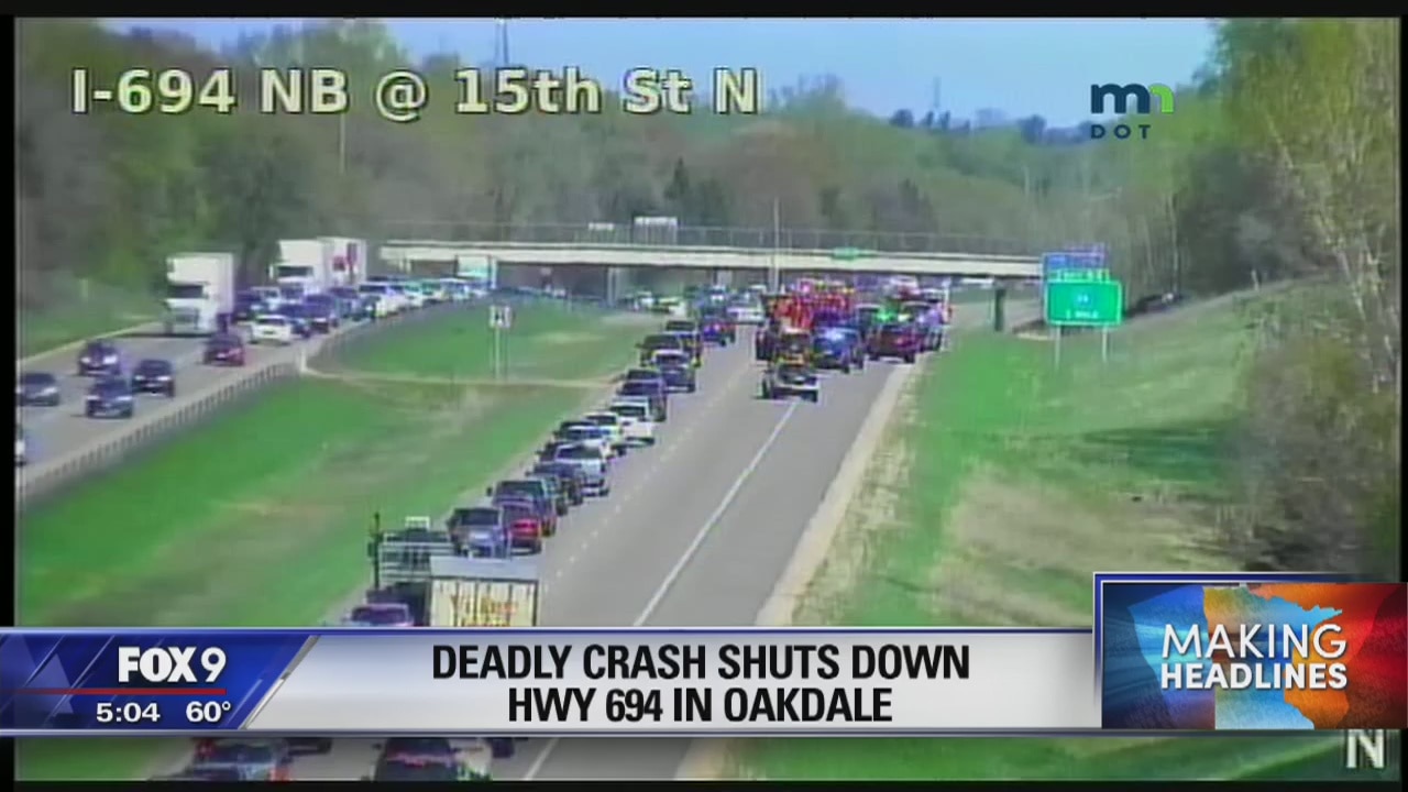 Minneapolis man struck and killed by pickup truck on shoulder of I-694 in Oakdale