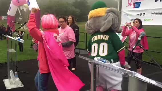 Warm up scene at Making Strides Against Breast Cancer