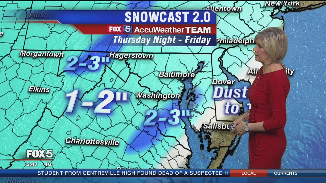 Winter storm update for Thursday night into Friday morning