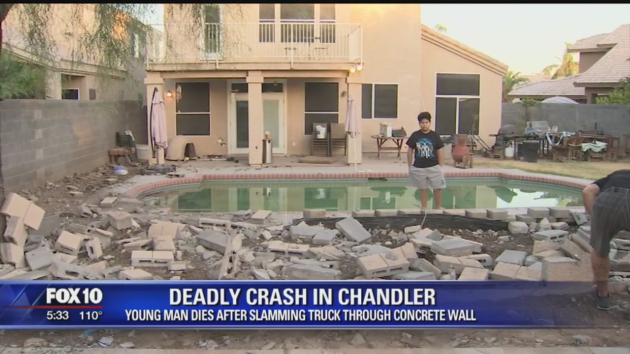 Man dies after truck crashes into block wall in Chandler