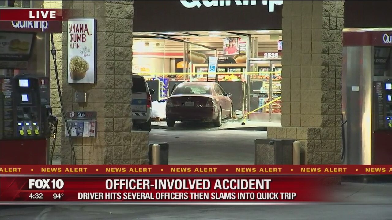 3 Phoenix police officers injured after car crashes into gas station