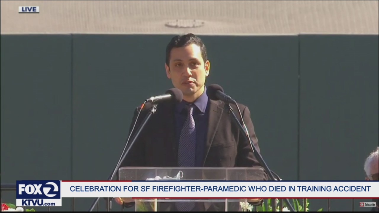 Brother delivers emotional farewell at service for SF firefighter