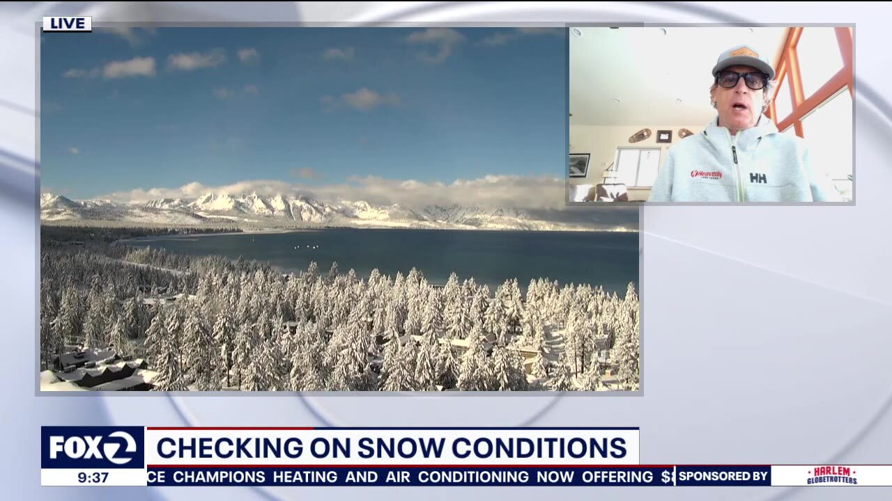 Checking on snow conditions at Tahoe resort