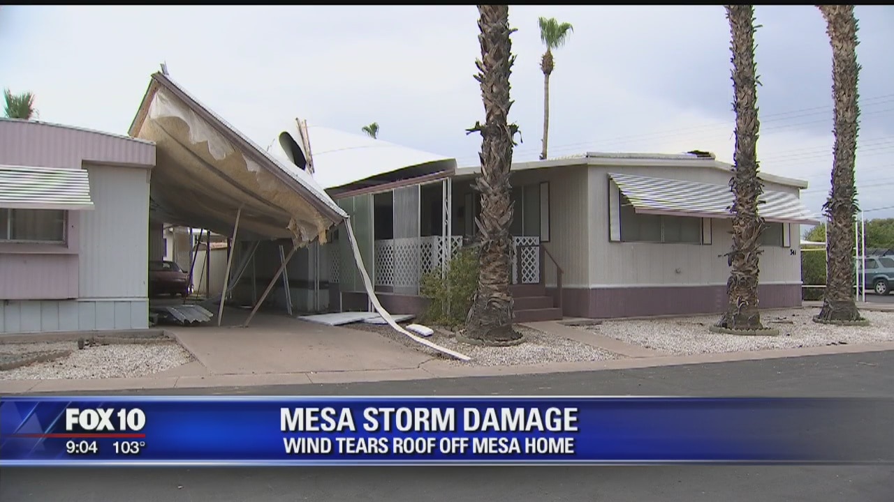 Monsoon rips roof off family's mobile home in Mesa