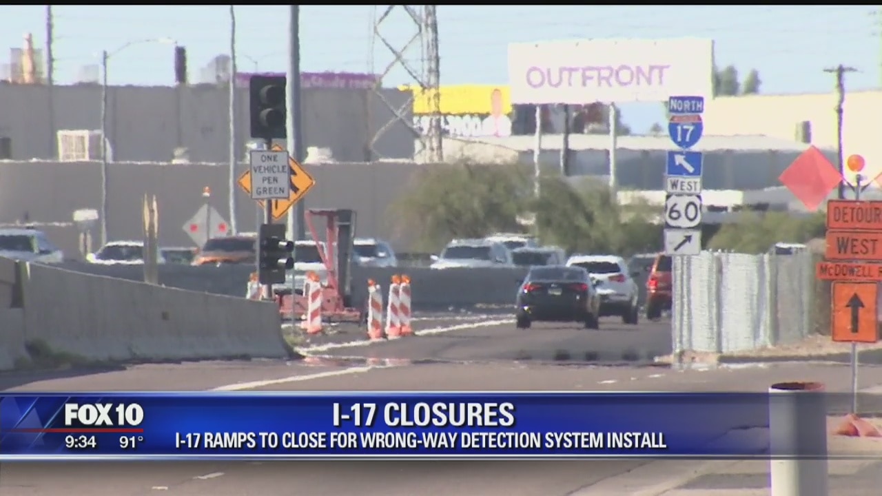 Expect many closures to Interstate 17 ramps while ADOT installs new wrong-way driver technology