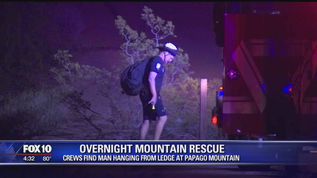 Crews rescue hiker hanging from ledge on Papago Mountain