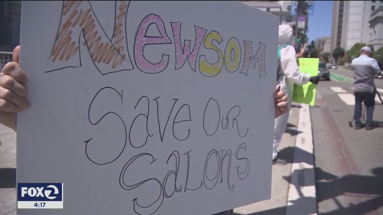 Hairstylists continue protests, pleas to Newsom to allow them to reopen