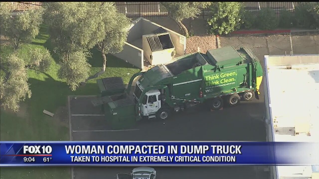 Woman critically injured after being rescued from garbage truck