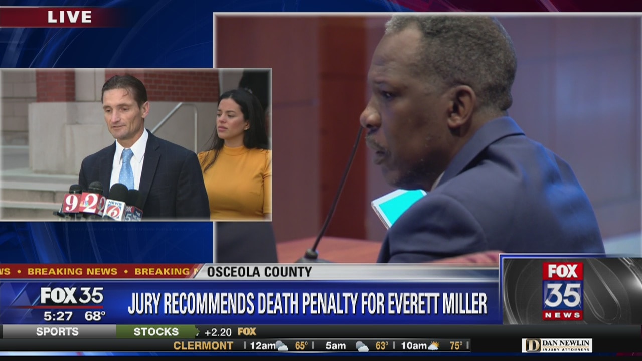 Reaction to jury verdict of death in Everett Miller case