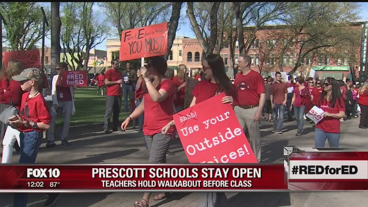 Prescott teachers hold walkabout, instead of walk-out