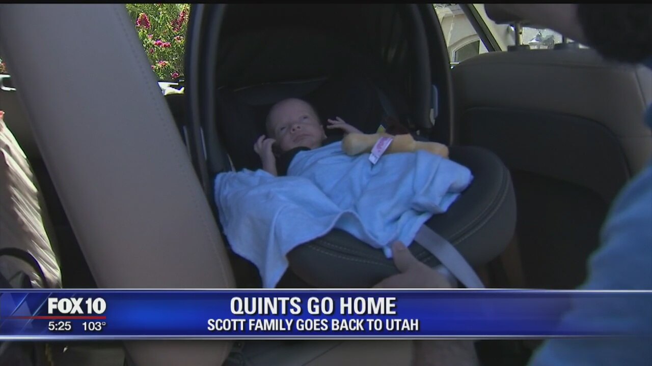 Quintuplets born in Arizona head home to Utah