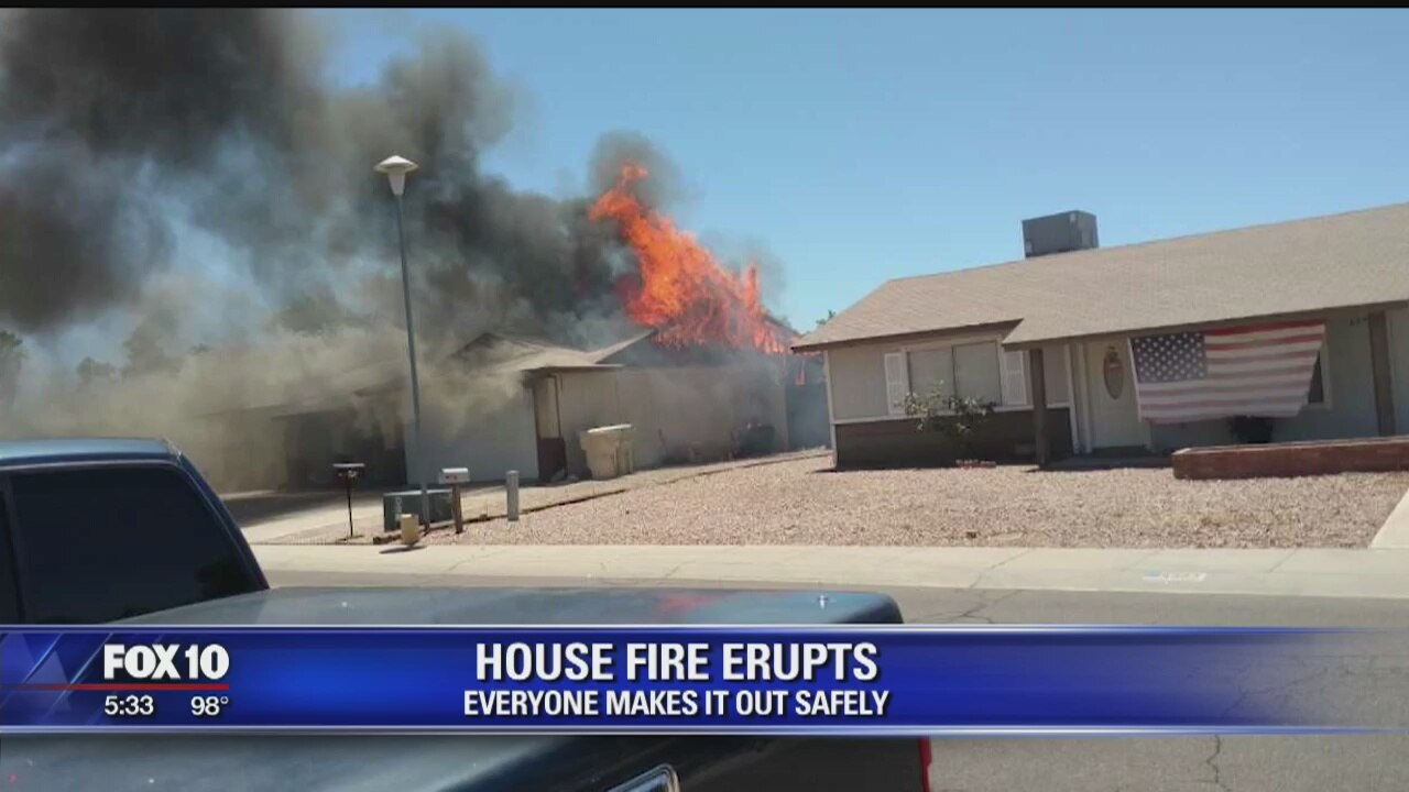 House erupts in flames as father, kids were inside