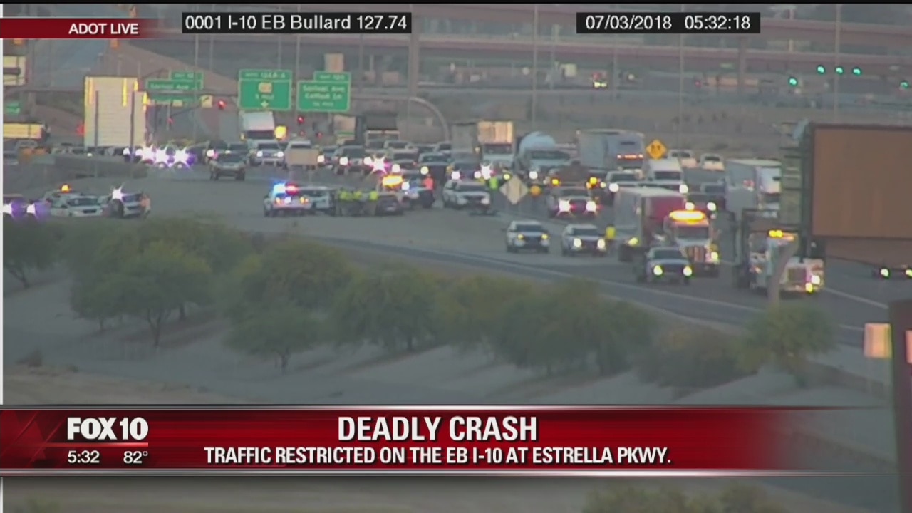 Deadly crash partially closes I-10 in Goodyear
