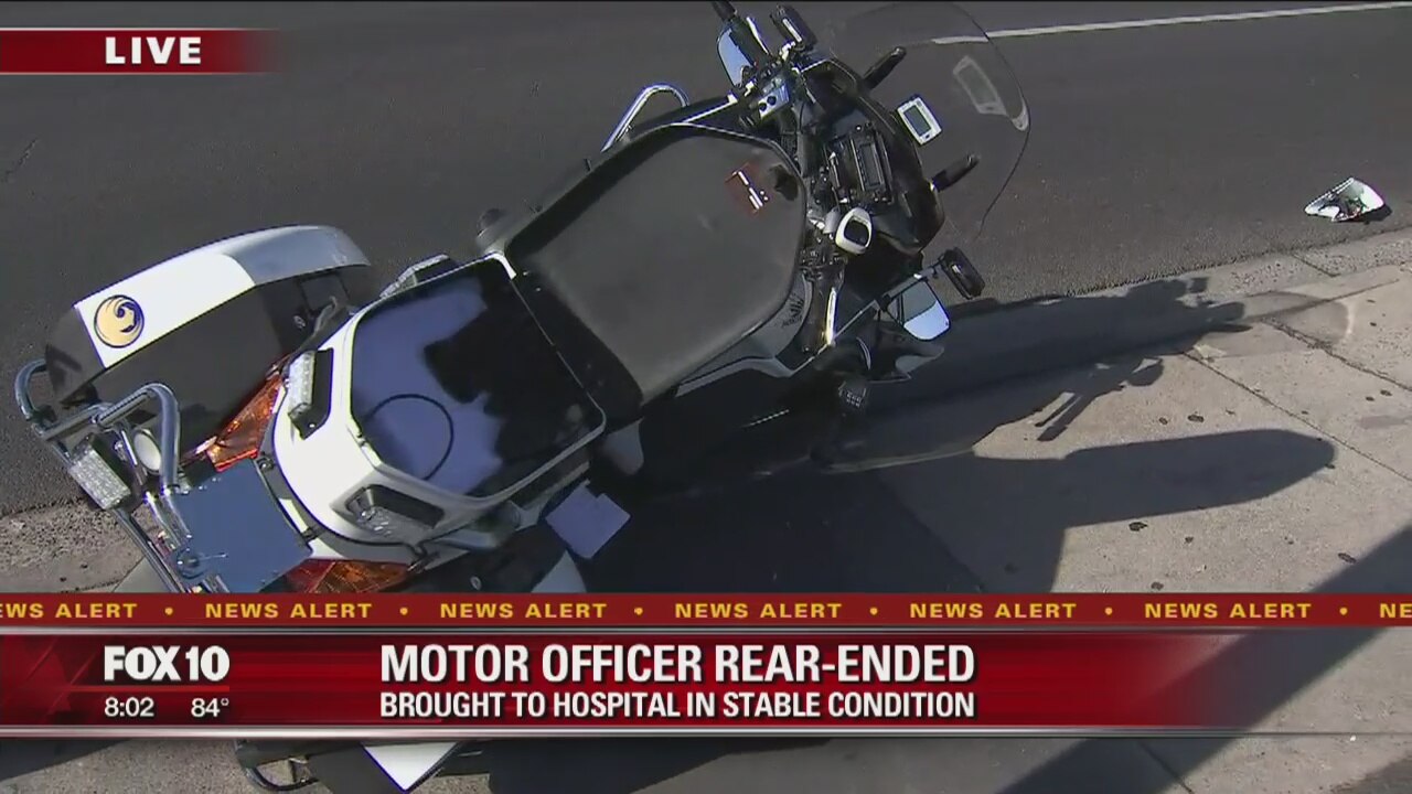 Phoenix police motorcycle officer rear-ended