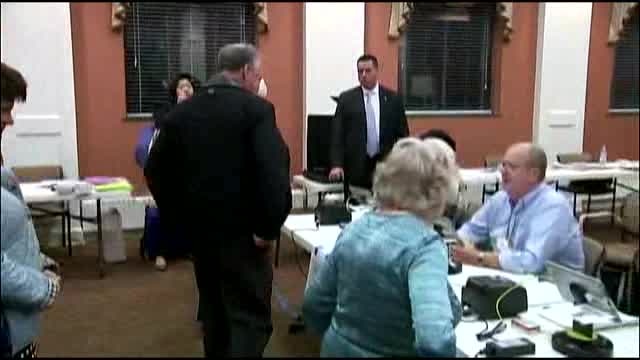 Tim Kaine and wife, Anne Holton, voted and spoke at a retirement community near their home