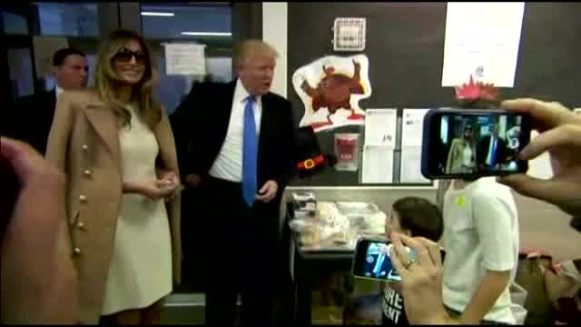 Donald Trump chatting it up before voting