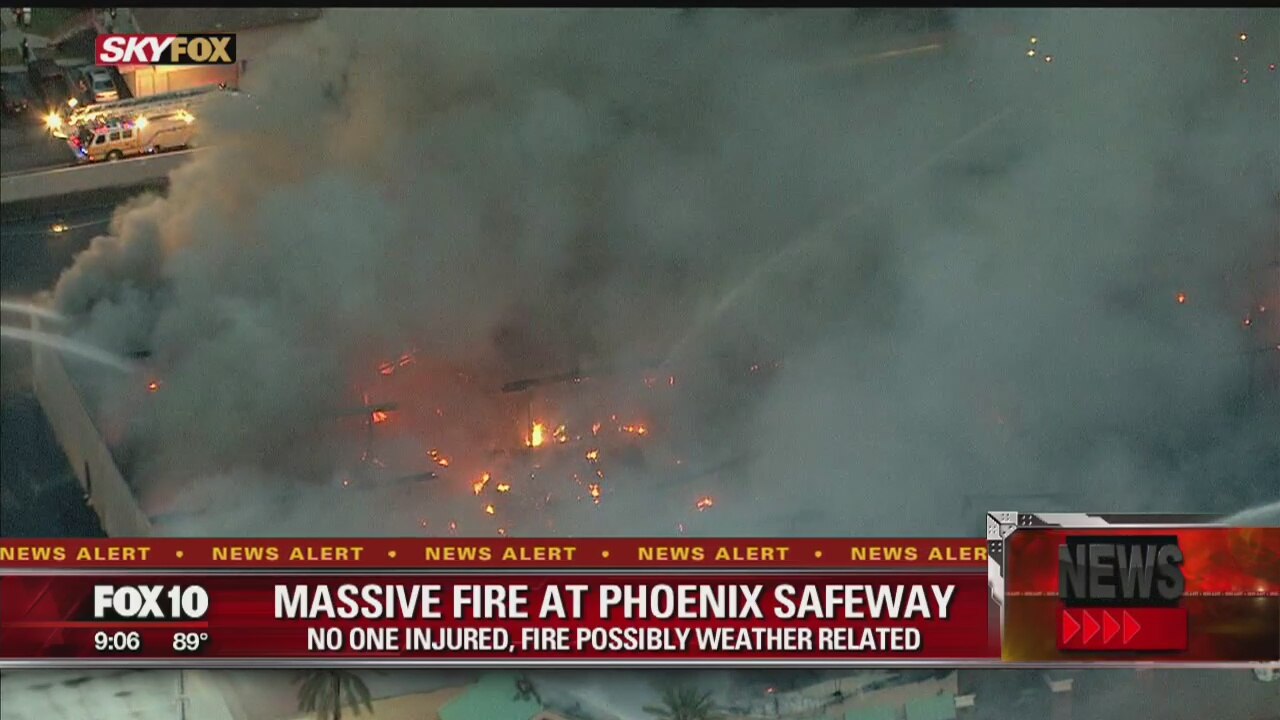 Phoenix firefighters battle massive fire at North Phoenix supermarket