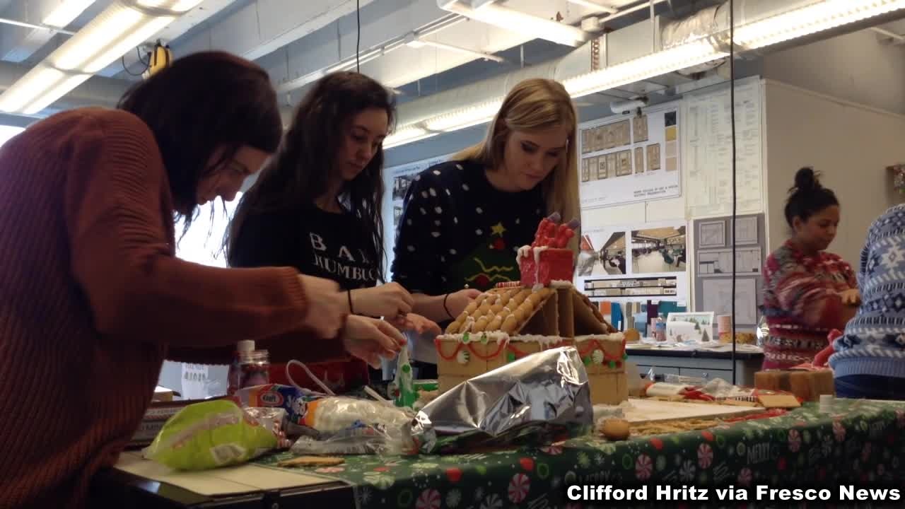 Moore College of Art & Design Interior Design students gingerbread house-building contest