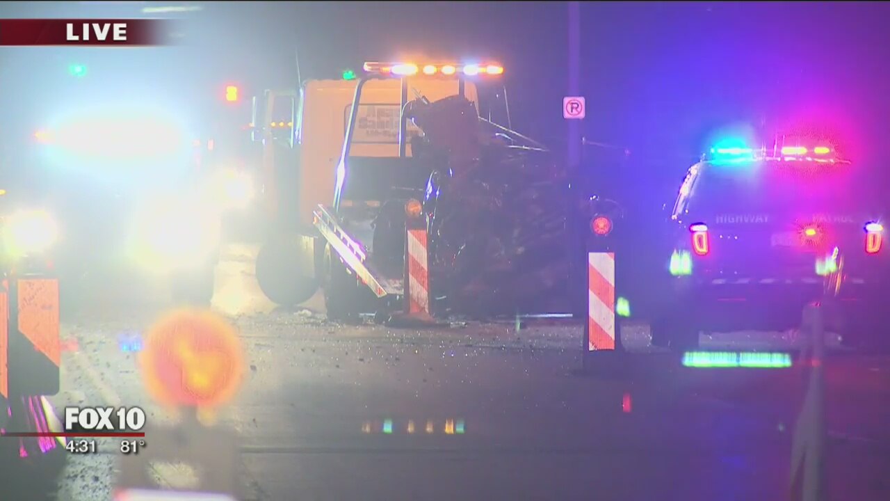 1 dead after truck falls off I-10, crashes onto bus