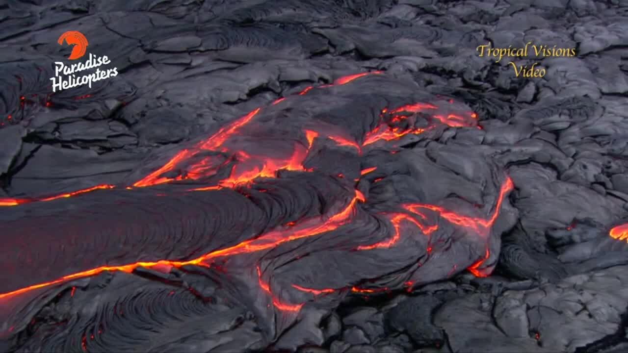Fresh lava from the Kilauea Volcano pouring over the island of Hawaii