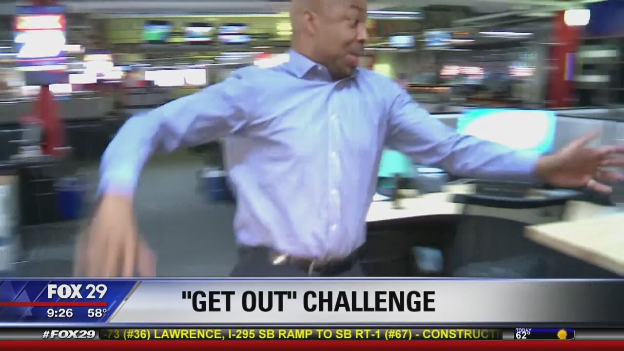 Get Out challenge in newsroom: Running full speed at the camera, making very sharp turn