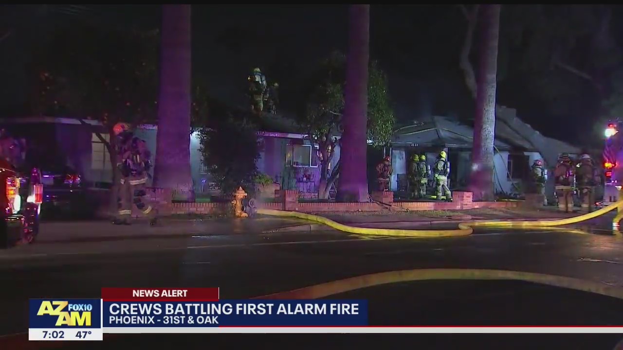 Firefighters battle first alarm fire in Phoenix | FOX 10 Phoenix