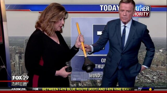 Mike and Sue have fun during weather!
