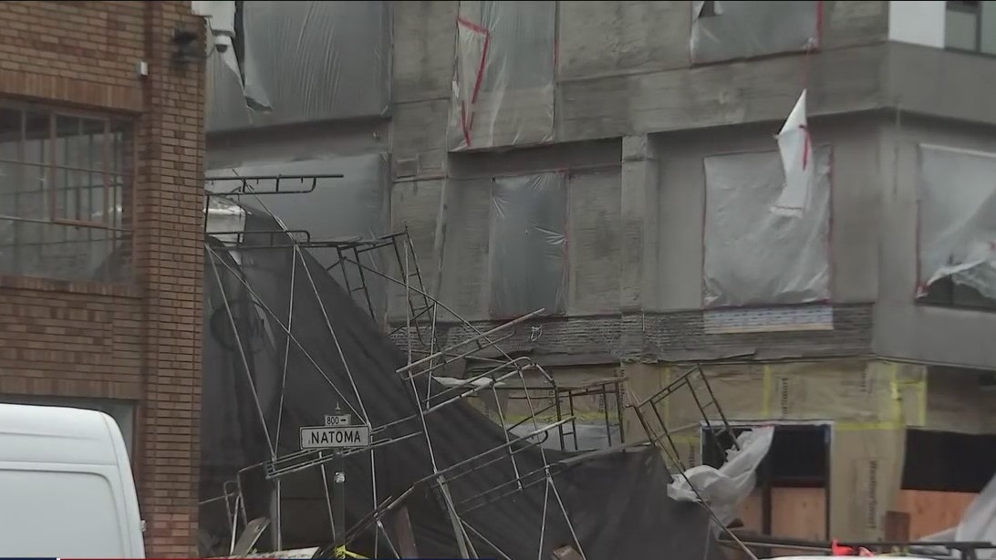 Rain storm topples trees, scaffolding collapses in San Francisco