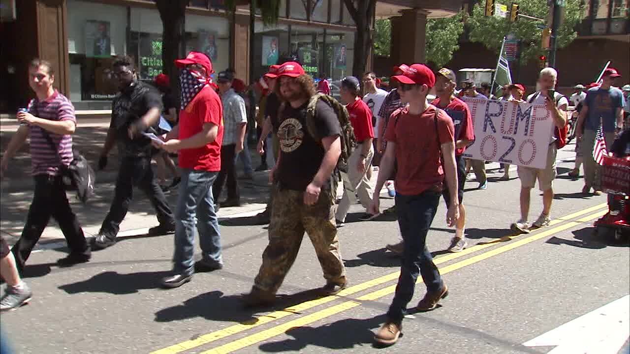 Philadelphia marchers supporting President Trump rally