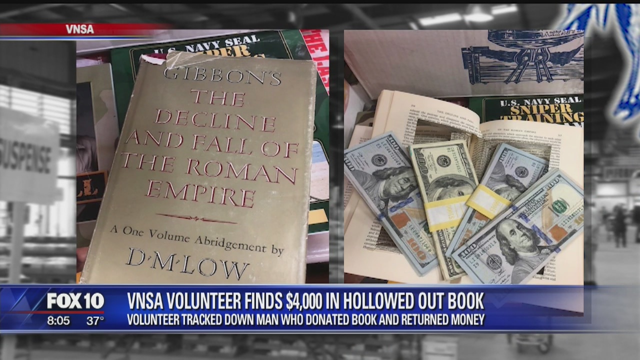 Woman finds $4K in book, tracks down owner and returns money