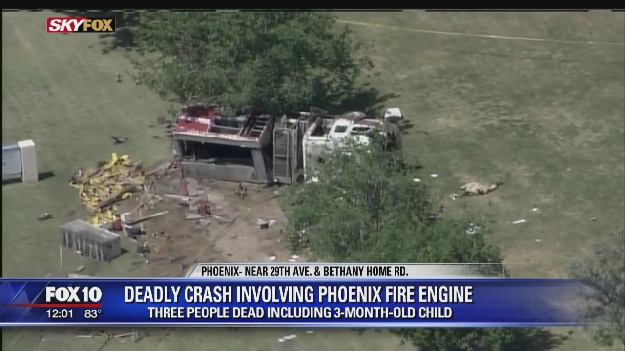 PD: 2 adults and 1 child dead, 3 firefighters injured in crash with Phoenix Fire engine
