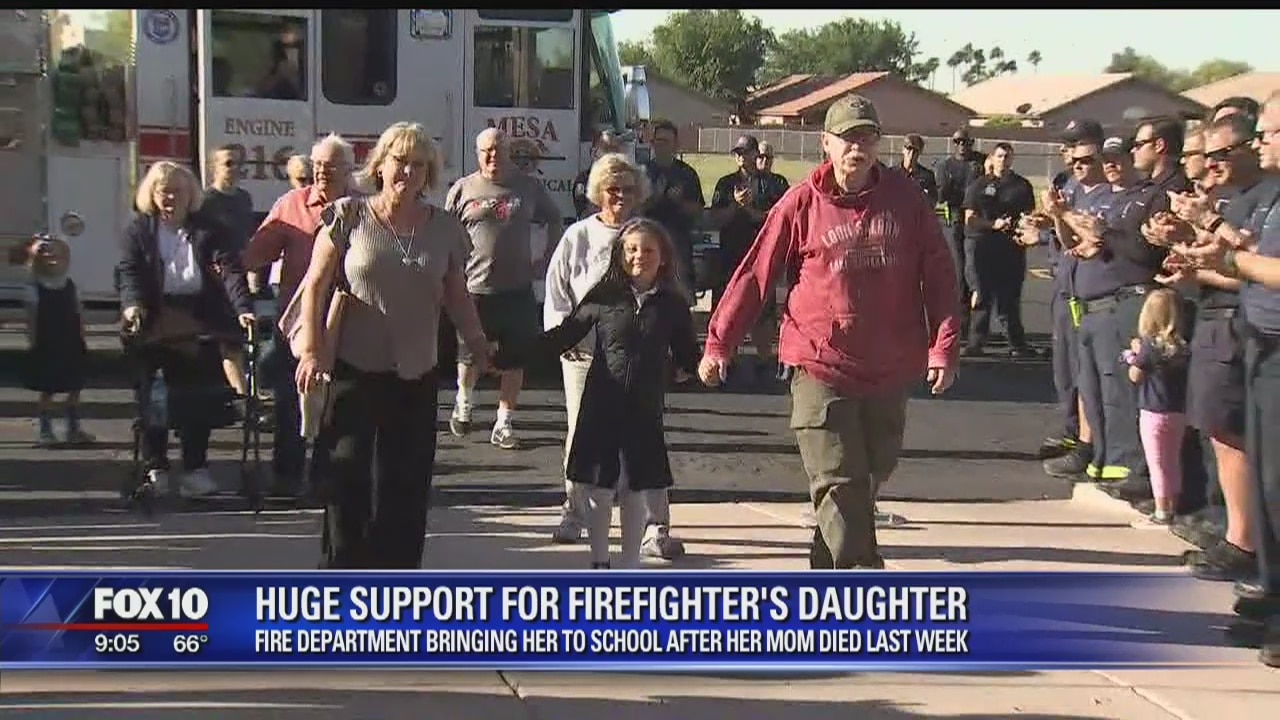 Daughter of late Mesa firefighter gets special ride to school