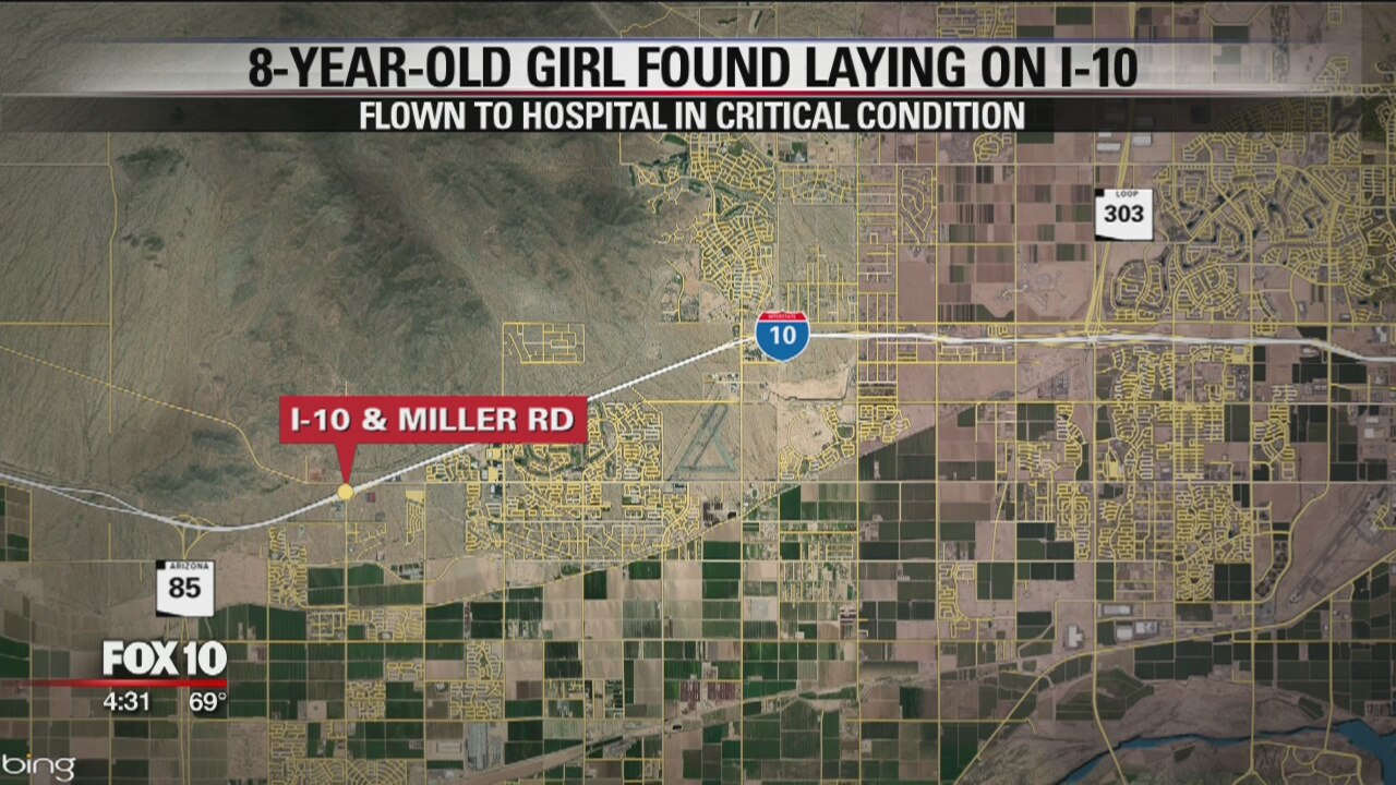8-year-old girl found injured on I-10, flown to hospital in critical condition