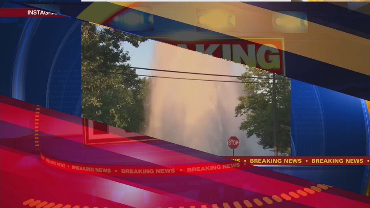 Massive water main break sends chunks of concrete into the air